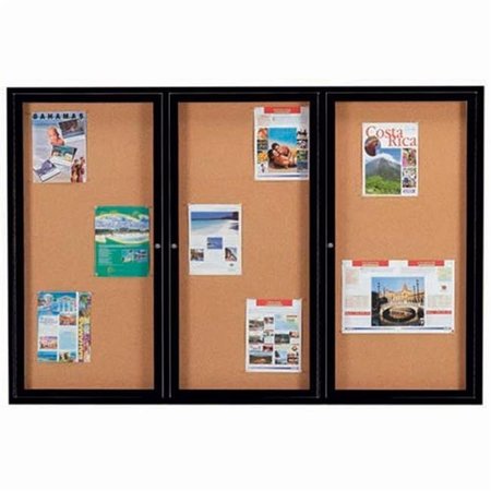 AARCO Aarco Products DCC4872-3RIBK 3-Door Illuminated Enclosed Bulletin Board - Black DCC4872-3RIBK